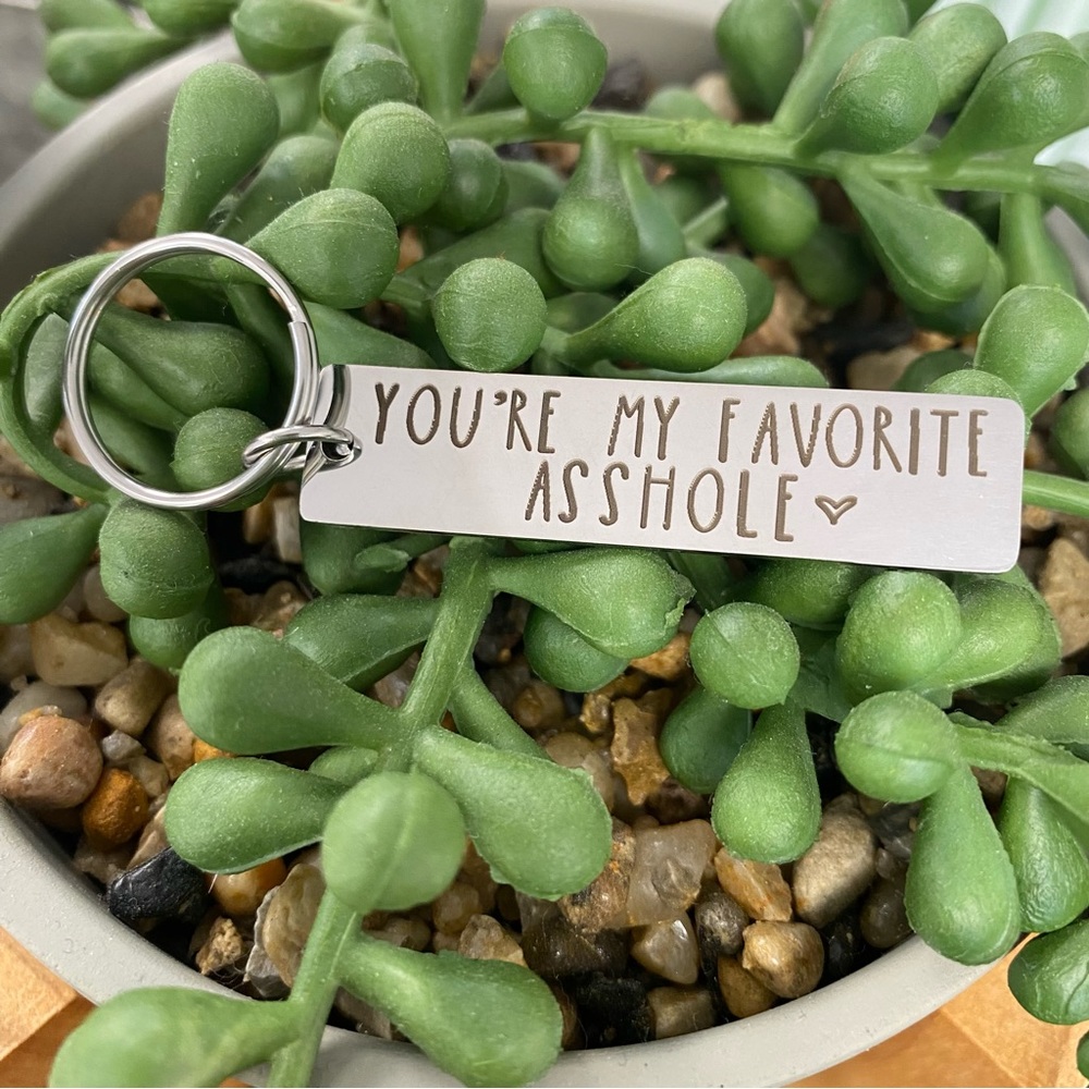 Keychain - silver tone rectangle YOU’RE MY FAVORITE A$$HOLE - snarky funny